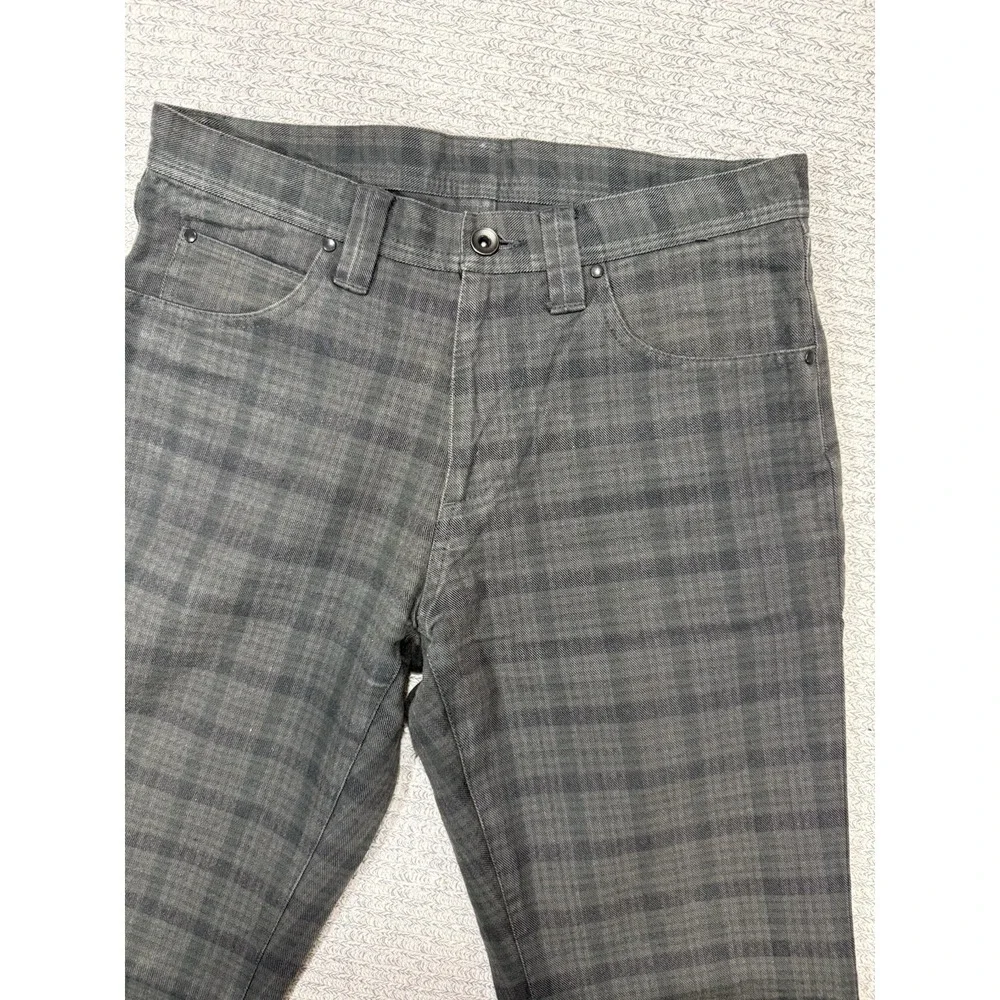 Comme Ca Ism Plaid Pants Mens‎ 30 Gray Black Tartan Slim Straight Cotton
